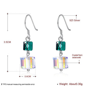 S925 Sterling Silver Cube Bead Drop Earrings
