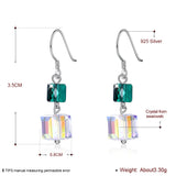 S925 Sterling Silver Cube Bead Drop Earrings