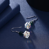S925 Sterling Silver Cube Bead Drop Earrings