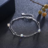 LEKANI Crystal Cube Beads Bracelet 925 Silver Fine Jewelry