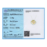 Crystal Double Square Pendant Necklace S925 Silver Fine Jewelry Women Wedding