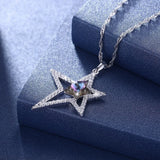 Crystals Double Stars Necklaces Pendants 925 Silver Chain Max Collares Women