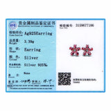 LEKANI Crystals Flower Stud Earrings Real S925 Silver Piercing Fine Jewelry