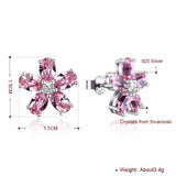 LEKANI Crystals Flower Stud Earrings Real S925 Silver Piercing Fine Jewelry