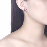 LEKANI Crystals Flower Stud Earrings Real S925 Silver Piercing Fine Jewelry