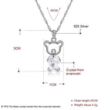Austrian Crystal Bear Pendant Necklace 925 Silver Jewelry for Women Girls