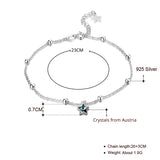 Austrian Crystal Beads Anklet Chain Boho Sandal Bracelet S925 Silver Jewelry