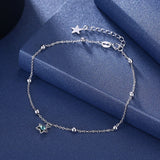 Austrian Crystal Beads Anklet Chain Boho Sandal Bracelet S925 Silver Jewelry