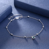 Austrian Crystal Beads Anklet Chain Boho Sandal Bracelet S925 Silver Jewelry