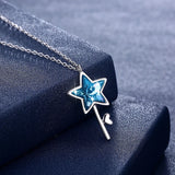 Purple Star Key Pendant Necklace Real 925 Silver Fine Jewelry For Women