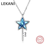 Purple Star Key Pendant Necklace Real 925 Silver Fine Jewelry For Women