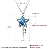 Purple Star Key Pendant Necklace Real 925 Silver Fine Jewelry For Women