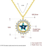 Austria Stars Necklace Pendant 925 Silver Chain Collar Women Fine Jewelry