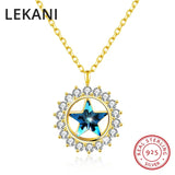 Austria Stars Necklace Pendant 925 Silver Chain Collar Women Fine Jewelry