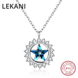 Austria Stars Necklace Pendant 925 Silver Chain Collar Women Fine Jewelry