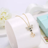 Austrian Crystal Butterfly Pendant Necklace