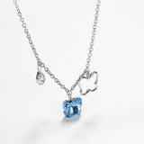 Austrian Crystal Butterfly Tassel Pendant Necklace S925 Silver Collar