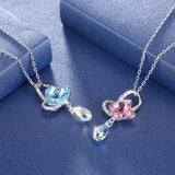Austrian Crystal Butterfly Pendant Necklace S925 Silver Chain