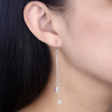 Austrian Crystal Flower Drop Earrings 925 Sterling Silver Jewelry