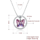 Austrian Crystal Butterfly Circle Pendant Necklace
