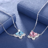 Austrian Crystal S925 Silver Butterfly Pendant Necklace for Women Girls