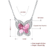 Austrian Crystal S925 Silver Butterfly Pendant Necklace for Women Girls