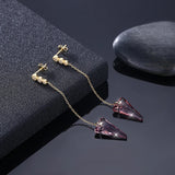Austria Crystals Long Chain Earrings S925 Silver Spike Piercing