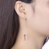 Austria Crystals Long Chain Earrings S925 Silver Spike Piercing