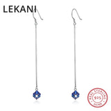 Austrian Crystal Cube Beads Drop Earrings S925 Silver Piercing
