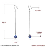 Austrian Crystal Cube Beads Drop Earrings S925 Silver Piercing