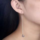 Austrian Crystal Cube Beads Drop Earrings S925 Silver Piercing