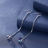 Austrian Crystal Cube Beads Drop Earrings S925 Silver Piercing