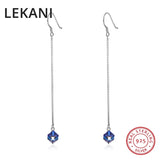 Austrian Crystal Cube Beads Drop Earrings S925 Silver Piercing