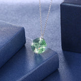 Austrian Crystals Green Clover Pendant Necklace S925 Silver