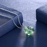 Austrian Crystals Green Clover Pendant Necklace S925 Silver