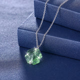 Austrian Crystals Green Clover Pendant Necklace S925 Silver