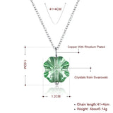 Austrian Crystals Green Clover Pendant Necklace S925 Silver