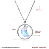 Austria Moon Circle Pendant Necklace S925 Silver Chain Collar