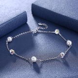 Austrian Crystal 925 Silver Bead Anklets for Women