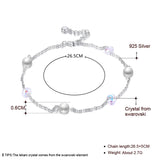 Austrian Crystal 925 Silver Bead Anklets for Women