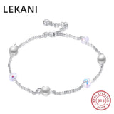 Austrian Crystal 925 Silver Bead Anklets for Women