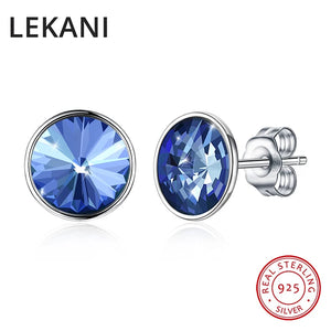 Austrian Crystals Stud Earrings S925 Silver Jewelry for Women