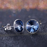 Austrian Crystals Stud Earrings S925 Silver Jewelry for Women