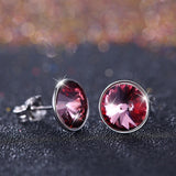Austrian Crystals Stud Earrings S925 Silver Jewelry for Women