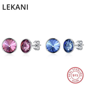Austrian Crystals Stud Earrings S925 Silver Jewelry for Women