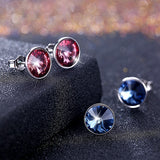 Austrian Crystals Stud Earrings S925 Silver Jewelry for Women