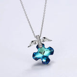 Vintage Retro Cross Wing Pendant Necklace with Crystals from Austria