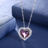 Crystals Heart Pendant Necklace Real S925 Silver Fine Jewelry For Women