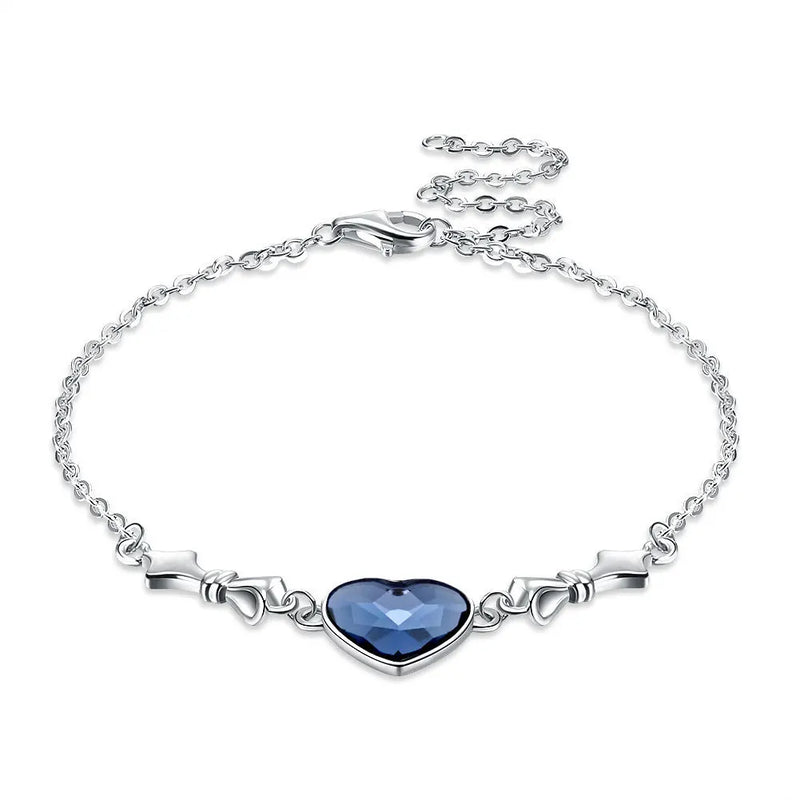 LEKANI Heart Shaped 925 Silver Charm Bracelet