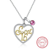 Heart-Shaped Crystal Pendant Necklace for Sweet 16 - Lady Gift Jewelry